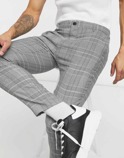 Bershka - Pantalon ajusté ultra skinny à carreaux - Gris, 3 de 4