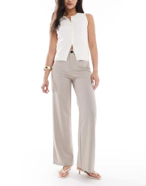 Bershka - Pantalon ample coupe ajustée à taille haute - Beige - view 1