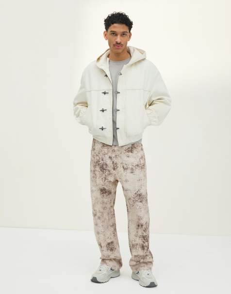 Bershka - Pantalon baggy à imprimé texturé - Vert - view 1