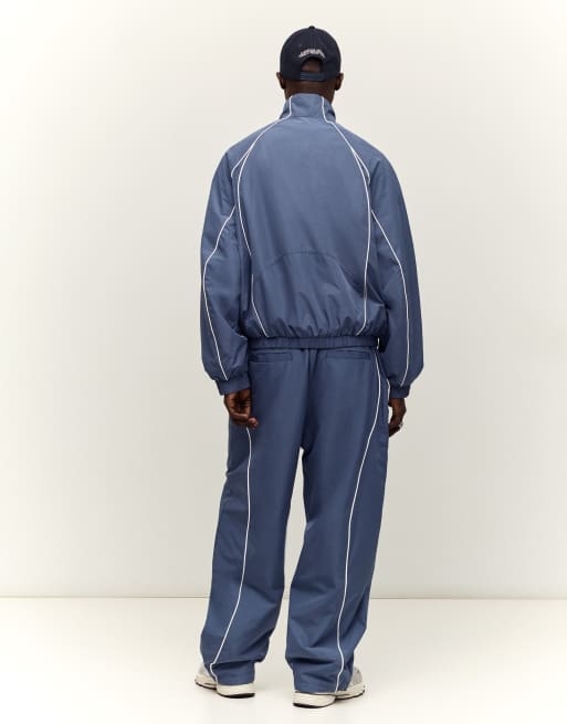 Bershka - Pantalon baggy en tissu technique - Bleu denim, 3 de 4