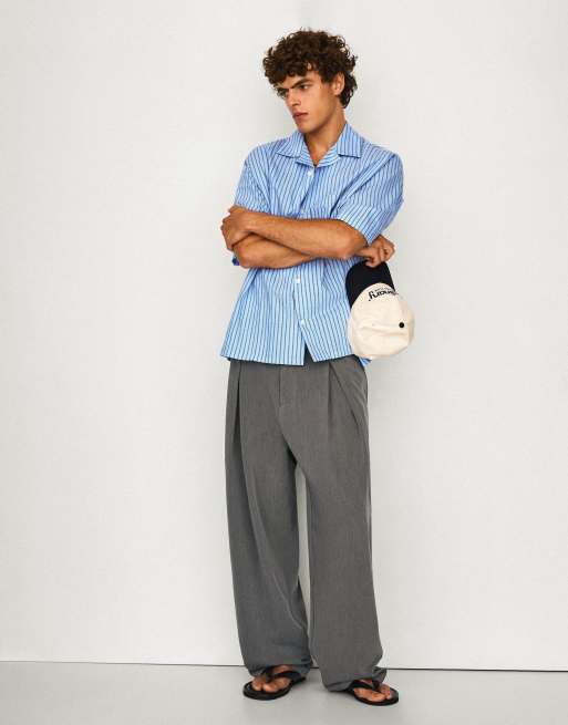 Bershka - Pantalon baggy plissé - Gris clair, 4 de 7