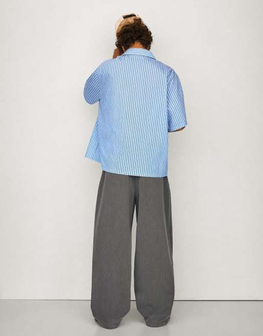Bershka - Pantalon baggy plissé - Gris clair, 5 de 7