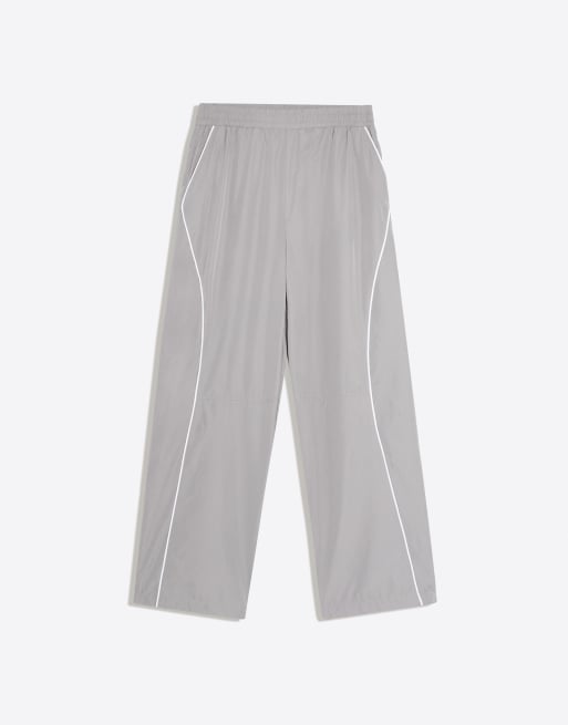 Bershka pantalon baggy technique gris clair, 2 de 3