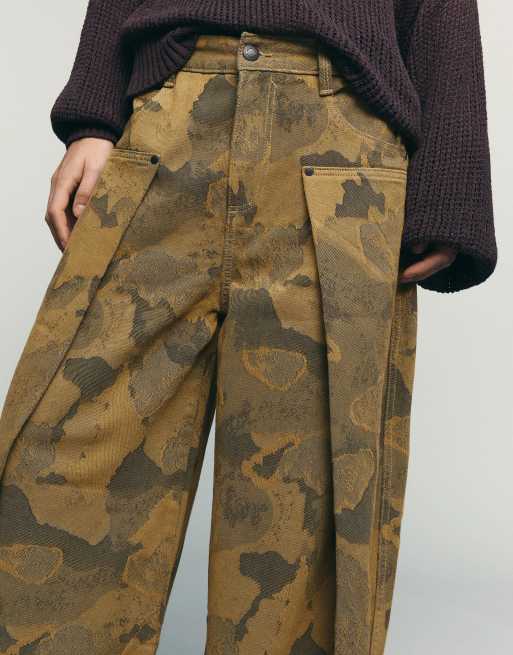 Bershka - Pantalon ballon à imprimé - Kaki, 4 de 4