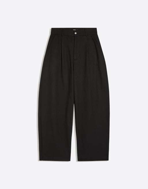 Bershka pantalon ballon ajusté en maille gaufrée avec broderie 3D noir, 5 de 5