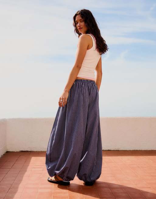 Bershka - Pantalon bloomer en popeline - Bordeaux, 4 de 4