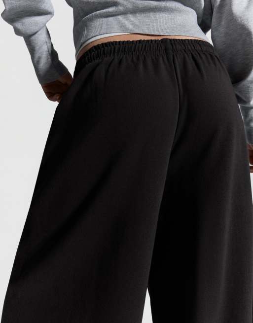 Bershka - Pantalon bouffant en tissu duveteux avec cordons élastiques - Noir, 2 de 4