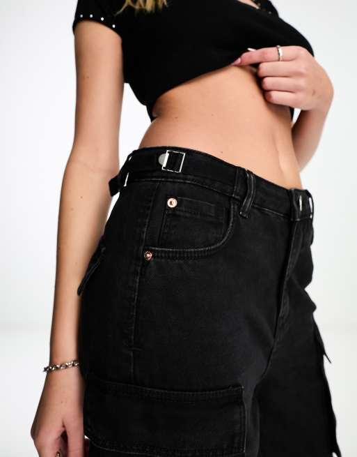 Bershka - Pantalon cargo à poches multiples - Gris foncé délavé, 2 de 4