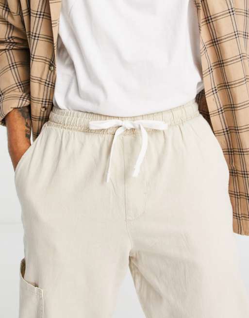 Bershka - Pantalon cargo ample - Beige, 3 de 4