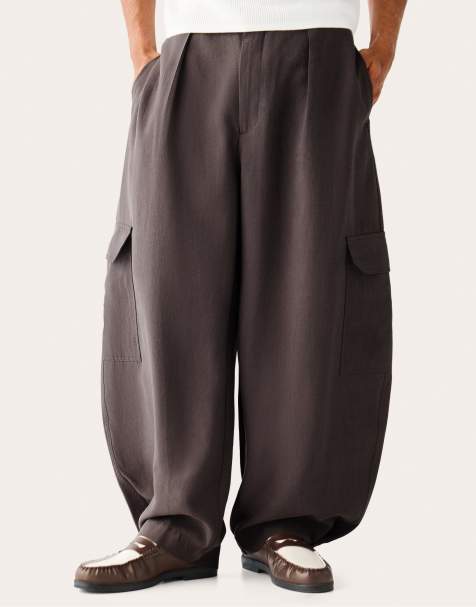 Bershka - Pantalon cargo bouffant ajusté et fluide - Gris - view 1