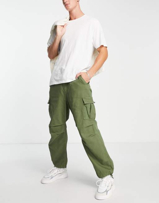 Bershka - Pantalon cargo bouffant - Kaki, 4 de 4