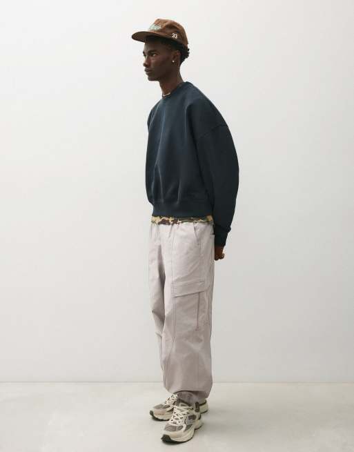 Bershka pantalon cargo technique droit gris clair, 2 de 6