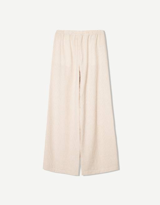 Bershka Pantalon champêtre à rayures Beige ASOS