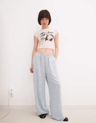 Bershka - Pantalon champêtre à rayures - Bleu-Bleu marine