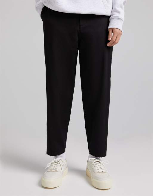 Bershka Pantalon chino ample Noir ASOS