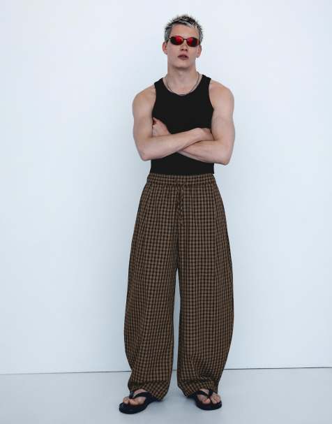 Bershka - Pantalon de jogging à carreaux - Noir - view 1
