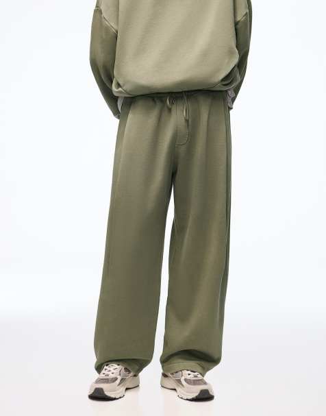 Bershka - Pantalon de jogging ample effet usé à pinces - Kaki - view 1