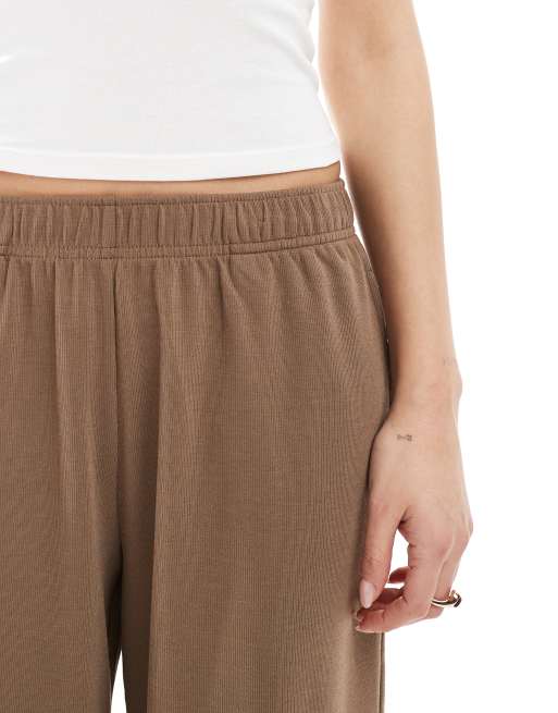 Bershka - Pantalon de jogging ample en maille douce - Marron, 5 de 5