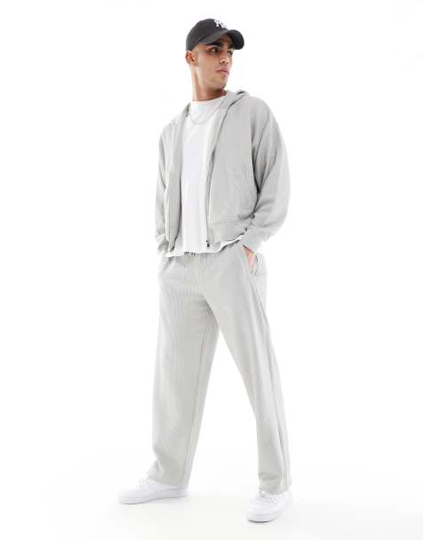 Bershka - Pantalon de jogging d'ensemble en crépon - Gris clair - view 1