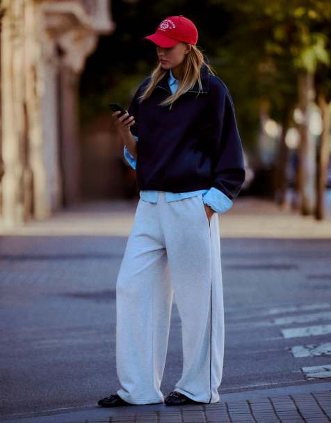 Bershka pantalon de jogging en peluche gris clair - view 1