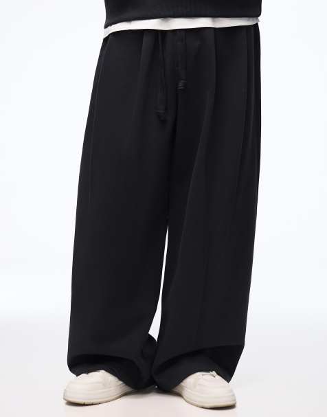 Bershka - Pantalon de jogging plissé ample en tissu contrecollé - Bleu - view 1