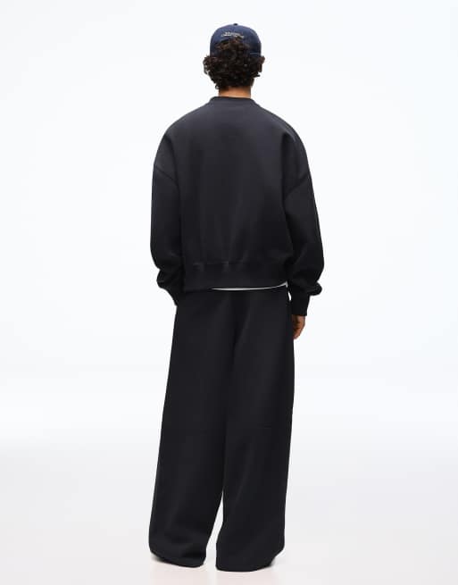 Bershka - Pantalon de jogging plissé ample en tissu contrecollé - Bleu, 7 de 7