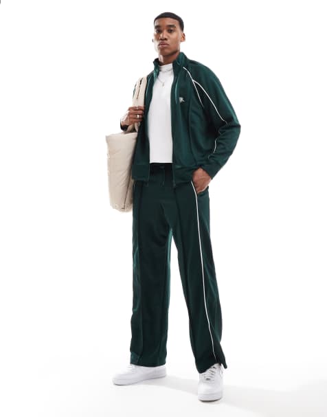 Bershka - Pantalon de survêtement d'ensemble ample à passepoils - Vert - view 1