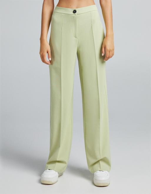 Bershka - Pantalon d'ensemble ajusté et ample coupe dad - Vert sauge