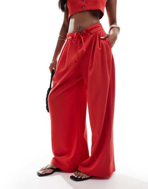 Bershka - Pantalon d'ensemble ample et ajusté - Rouge, 2 de 5