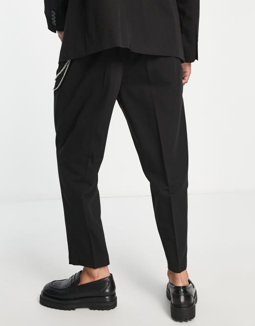 Bershka - Pantalon d'ensemble habillé avec chaîne amovible - Noir, 2 de 4