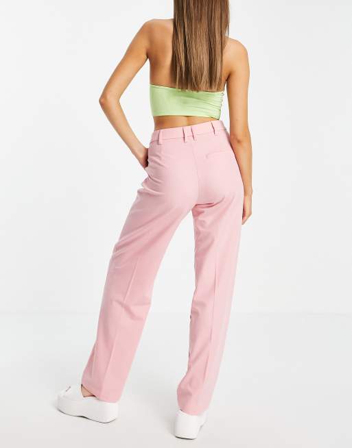Bershka - Pantalon droit habillé en lin - Rose, 2 de 4