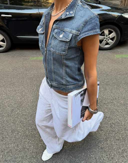 Bershka - Pantalon duveteux coupe ample - Gris clair, 2 de 5