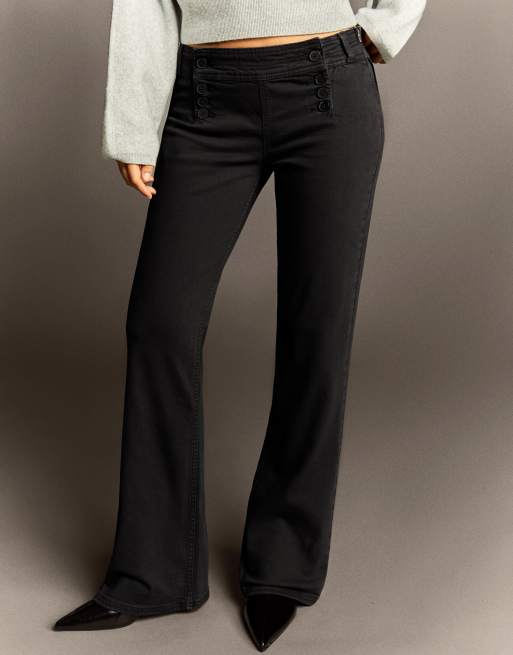 Bershka pantalon évasé boutonné noir, 4 de 5
