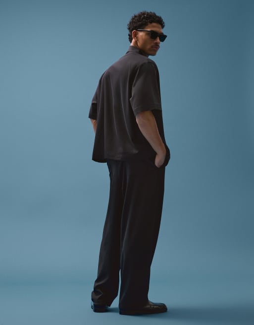 Bershka - Pantalon fluide ultra baggy à pinces - Noir, 4 de 4