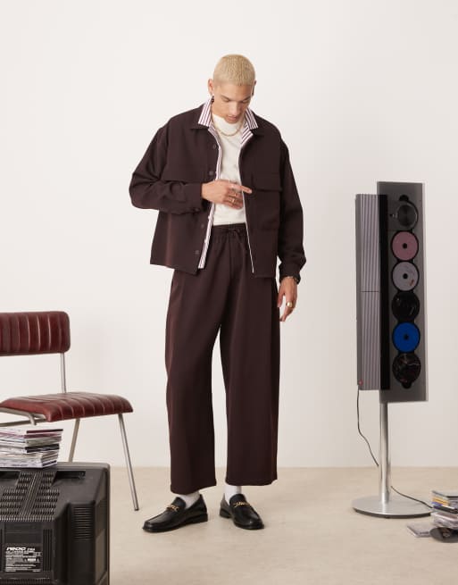 Bershka - Pantalon habillé d'ensemble de qualité supérieure - Bordeaux
