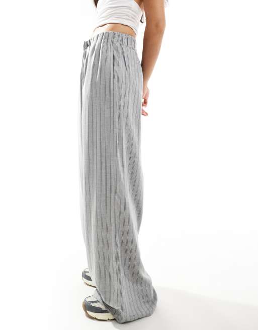 Bershka - Pantalon large à enfiler avec rayures - Gris, 4 de 5