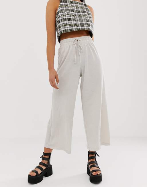 Bershka Pantalon large avec cordon de serrage Cr me ASOS