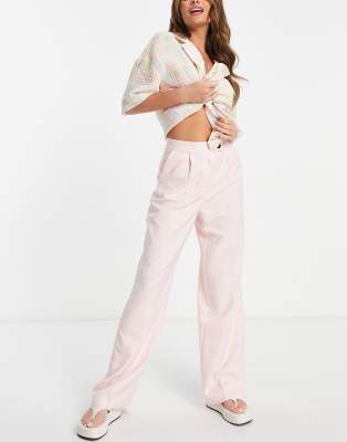 Pantalon Large Bershka Rose - Taille M - Coupe Jambes Larges - Occasion En Très Bon état