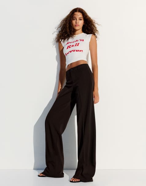 Bershka - Pantalon large - Marron - view 1