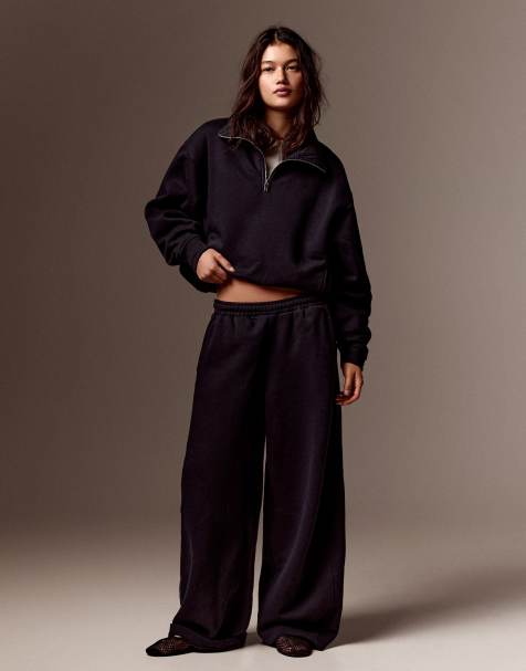 Bershka pantalon parachute en peluche bleu marine - view 1
