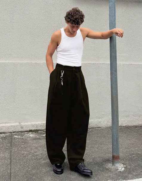 Bershka - Pantalon semi-jogger ultra-baggy à pinces - Noir - view 1