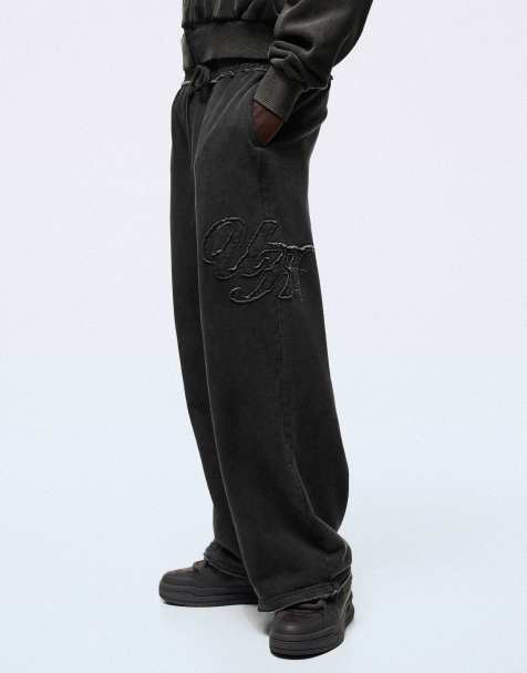 Bershka pantalon super baggy délavé noir - view 1