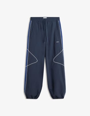 Bershka - Pantalon technique ultra baggy - Bleu-Bleu marine