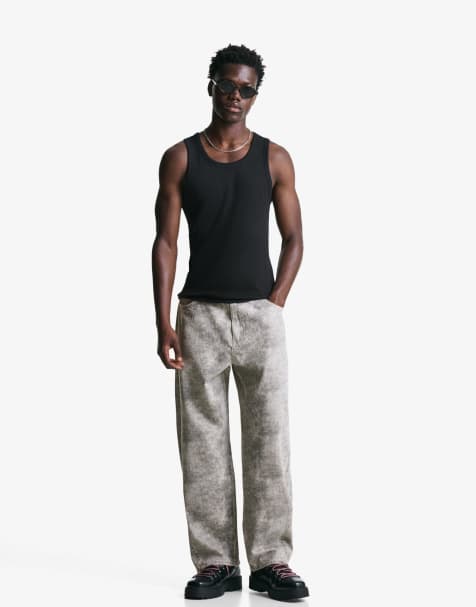 Bershka - Pantalon ultra baggy à imprimé - Blanc - view 1