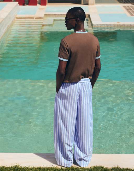 Bershka - Pantalon ultra baggy façon pyjama - Bleu clair, 3 de 4