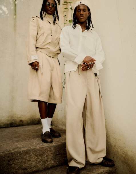Bershka - Pantalon ultra-baggy fluide à pinces - Beige - view 1