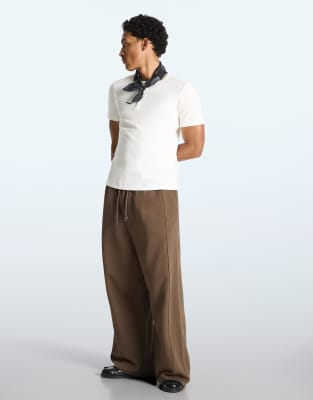 Bershka - Pantalon ultra-baggy - Marron-Brown