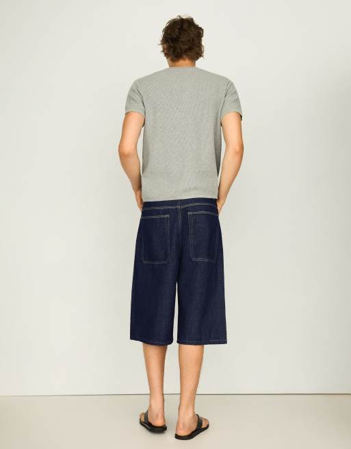 Bershka - Pantaloncini bermuda di jeans bombati blu, 2 di 4