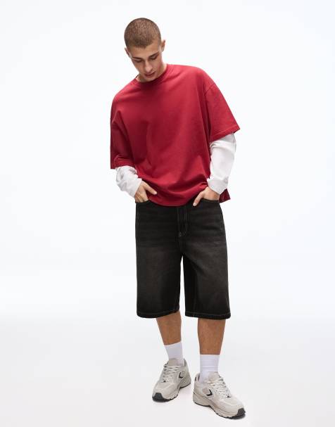 Bershka - Pantaloncini bermuda di jeans larghi neri - view 1