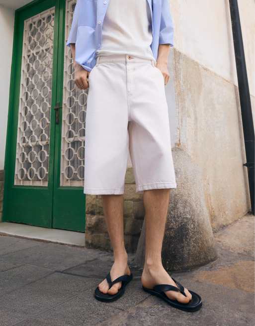 Bershka - Pantaloncini bermuda di jeans skater bianchi, 4 di 4